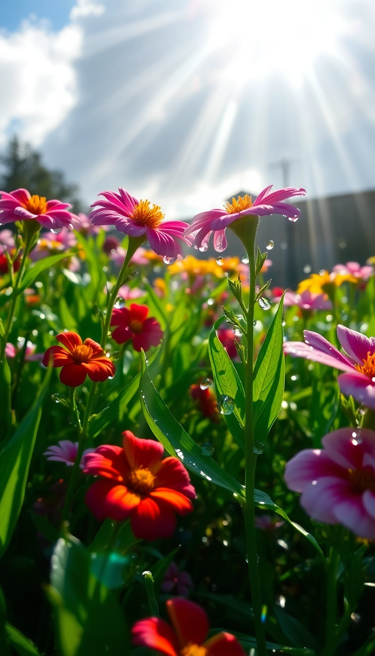 HD iPhone AI Spring Rain Garden Luxury Wallpaper Copyright-Free Photo